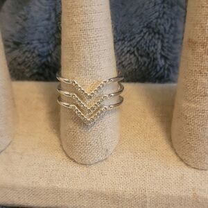 Stella & Dot Silver Chevron Ring Trio